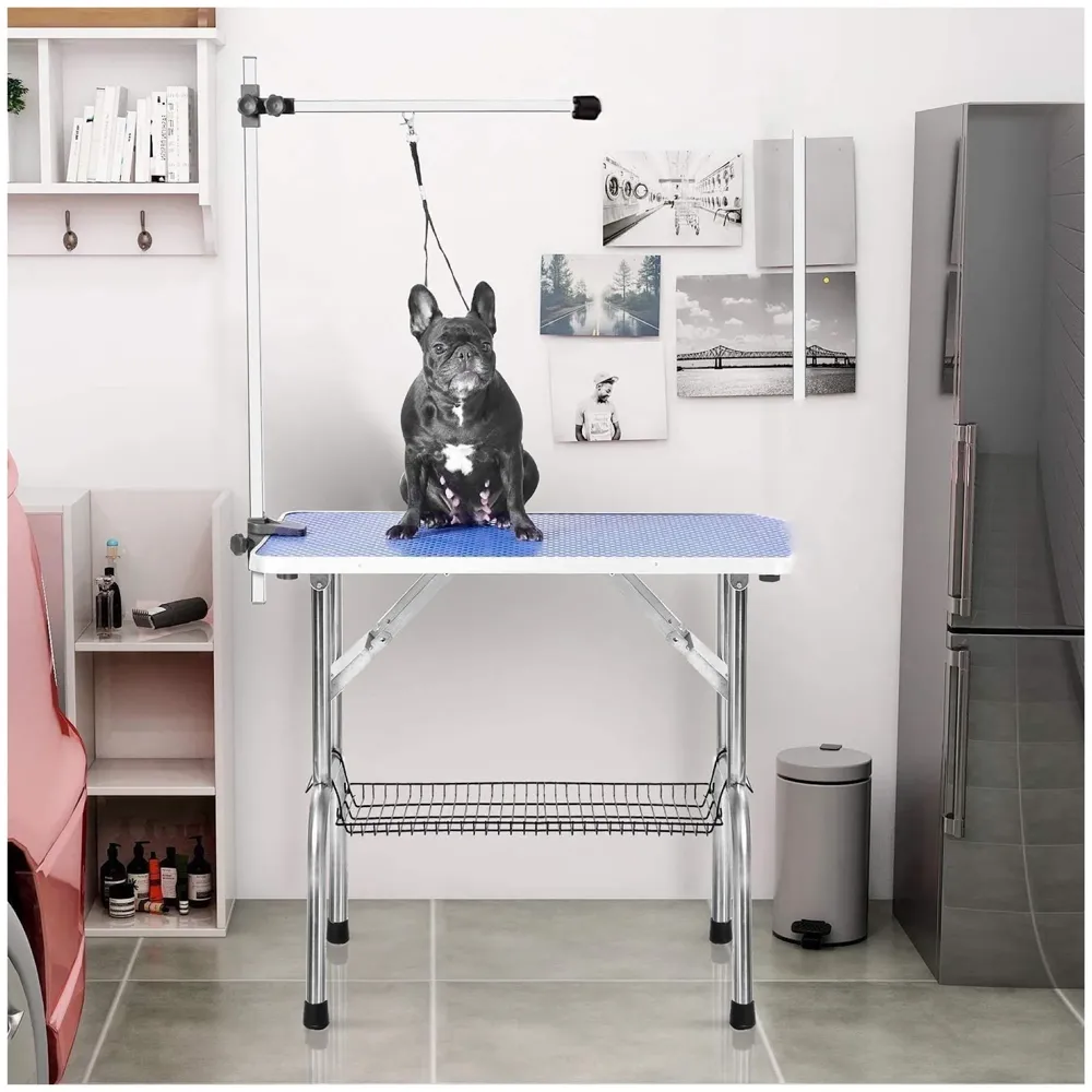 Dog Pet Grooming Table Professional Heavy Duty with Arm & Noose & Mesh Tray for Large Dog Cat Shower Table Bath Station (Medium - 36 x 29 inch)