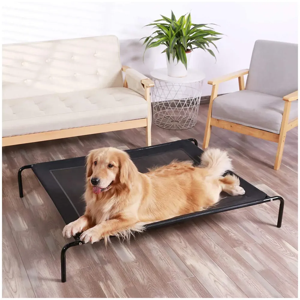 Elevated Dog Bed, Portable Raised Pet Cot, Sturdy & Breathable Mat, Durable Mesh Fabric, No-Slip Feet, Indoor or Outdoor Use. (XL (50 x 30 Inch))