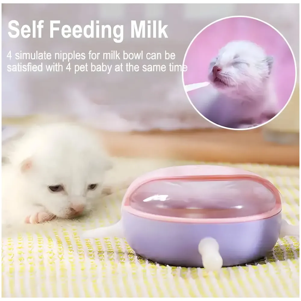 Polyvinyl Chloride Puppy Dog Cat Kittens Feeders Milk Bowl Nursing Station Nipple Feeder For Multiple Puppies Puppy Feeders For Small Dog Cat Animals 5 Pacifiers,?11 cm,H_3 cm,W_5 cm