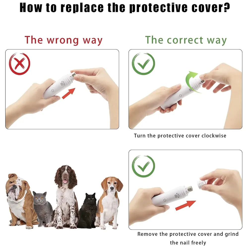Dog Nail Grinder,Professional Nail File Pet Nail Trimmer Speed Regulation Pet Nail Grinder Electric Nail File for Large Medium Small Dogs and Cats