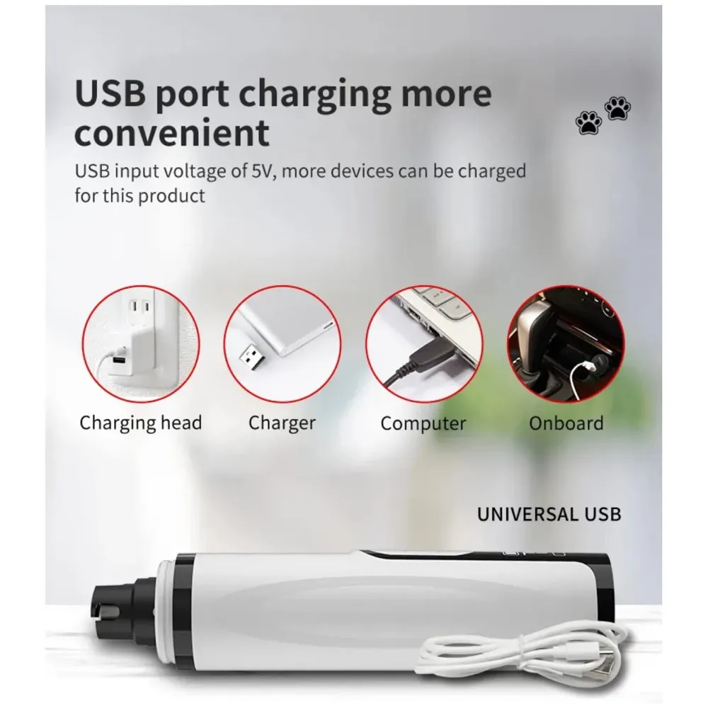 Pet Nail Grinder for Small and Large Dogs and Cats, The Dog Nail Grinder Upgraded Version LCD Display - 2 LED Lights - 3 Speed Modes Electric Pet Nail Trimmer Offers Low Noise and Vibration. - 7