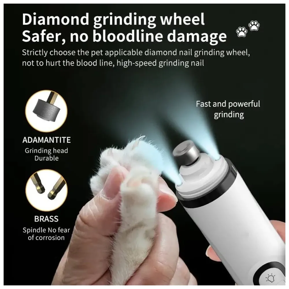 Pet Nail Grinder for Small and Large Dogs and Cats, The Dog Nail Grinder Upgraded Version LCD Display - 2 LED Lights - 3 Speed Modes Electric Pet Nail Trimmer Offers Low Noise and Vibration.