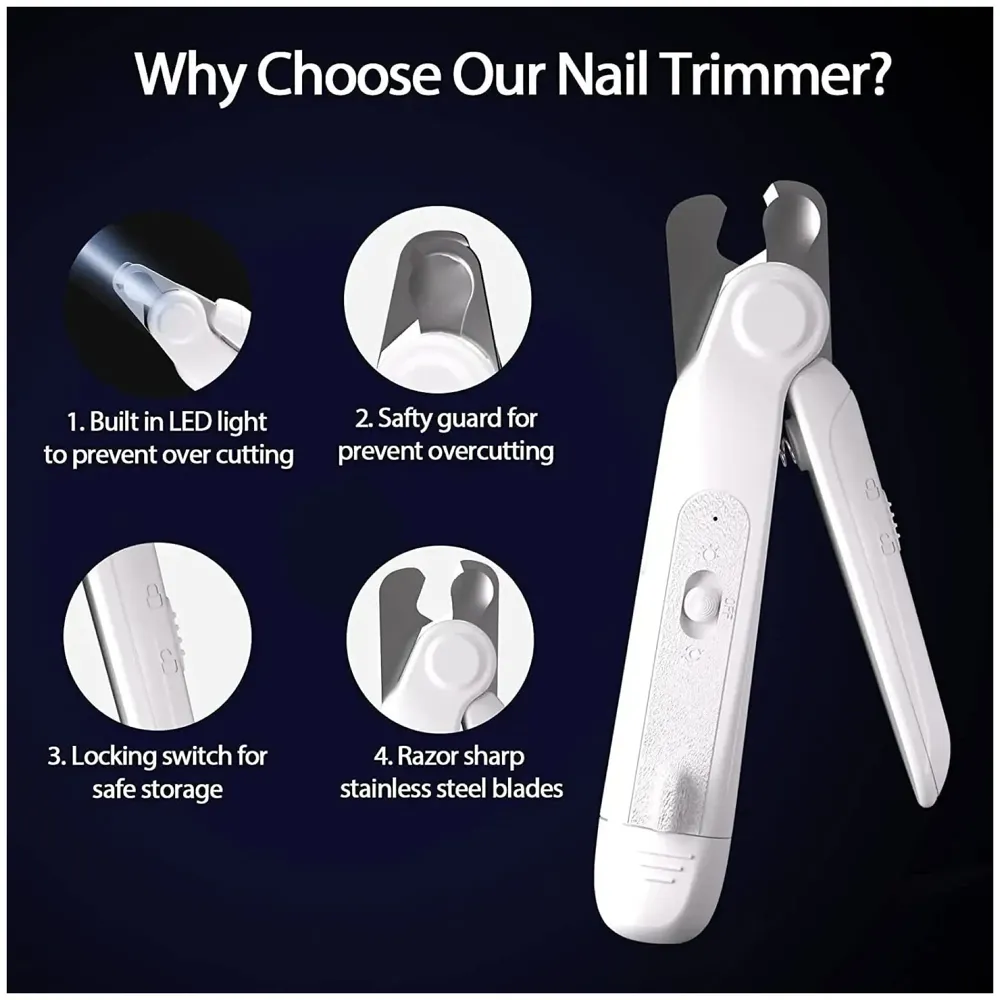 Pet Nail Grinder Automatic Pet Grooming Kit 2-in-1 and LED-Illuminated Dog Nail Clippers Low Noise Rechargeable Trimmer for Small, Medium, and Big Dogs and Cats