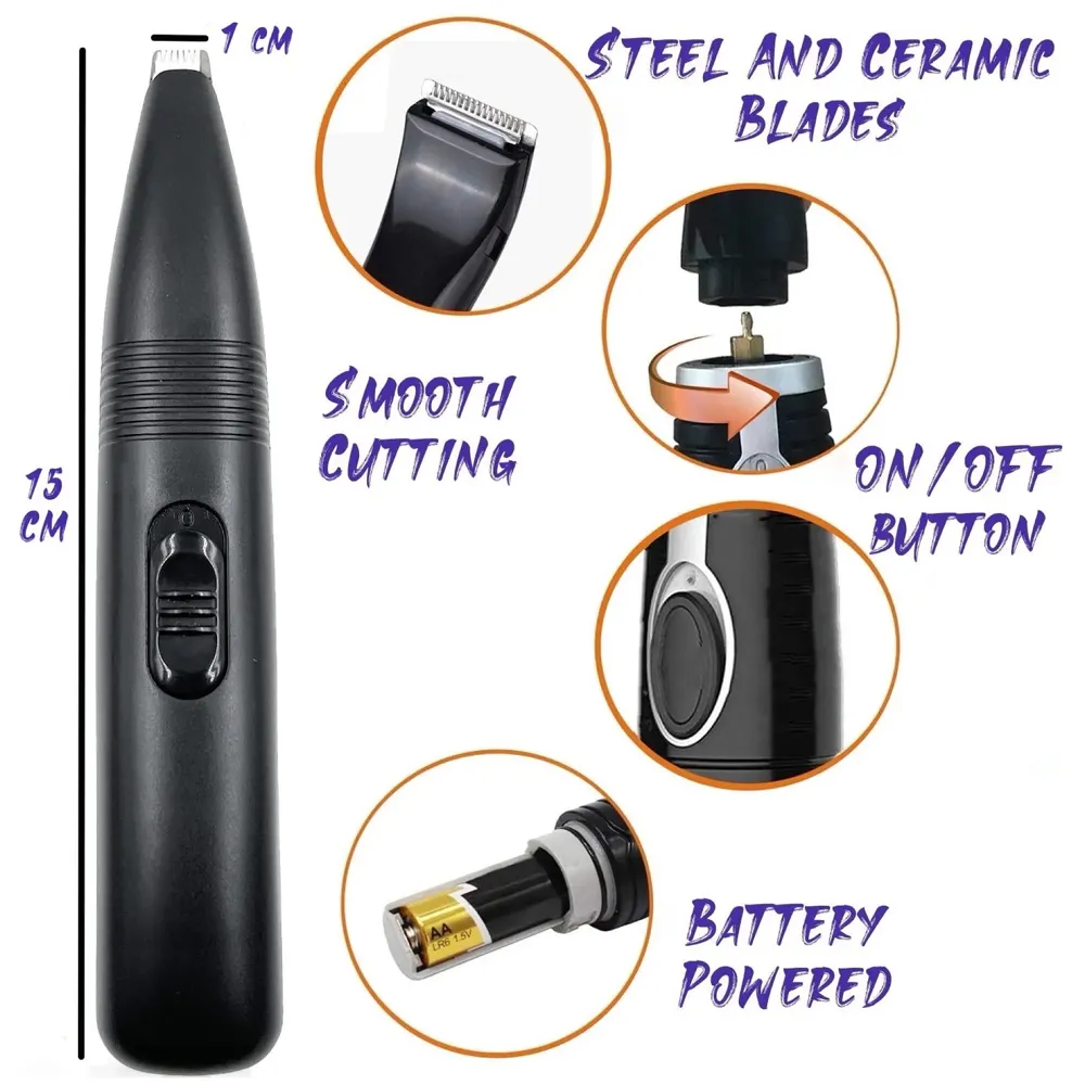 Pet Paw Shaver trimmer for fine hair inside the paws and a perfect specific percise cut Black - 6