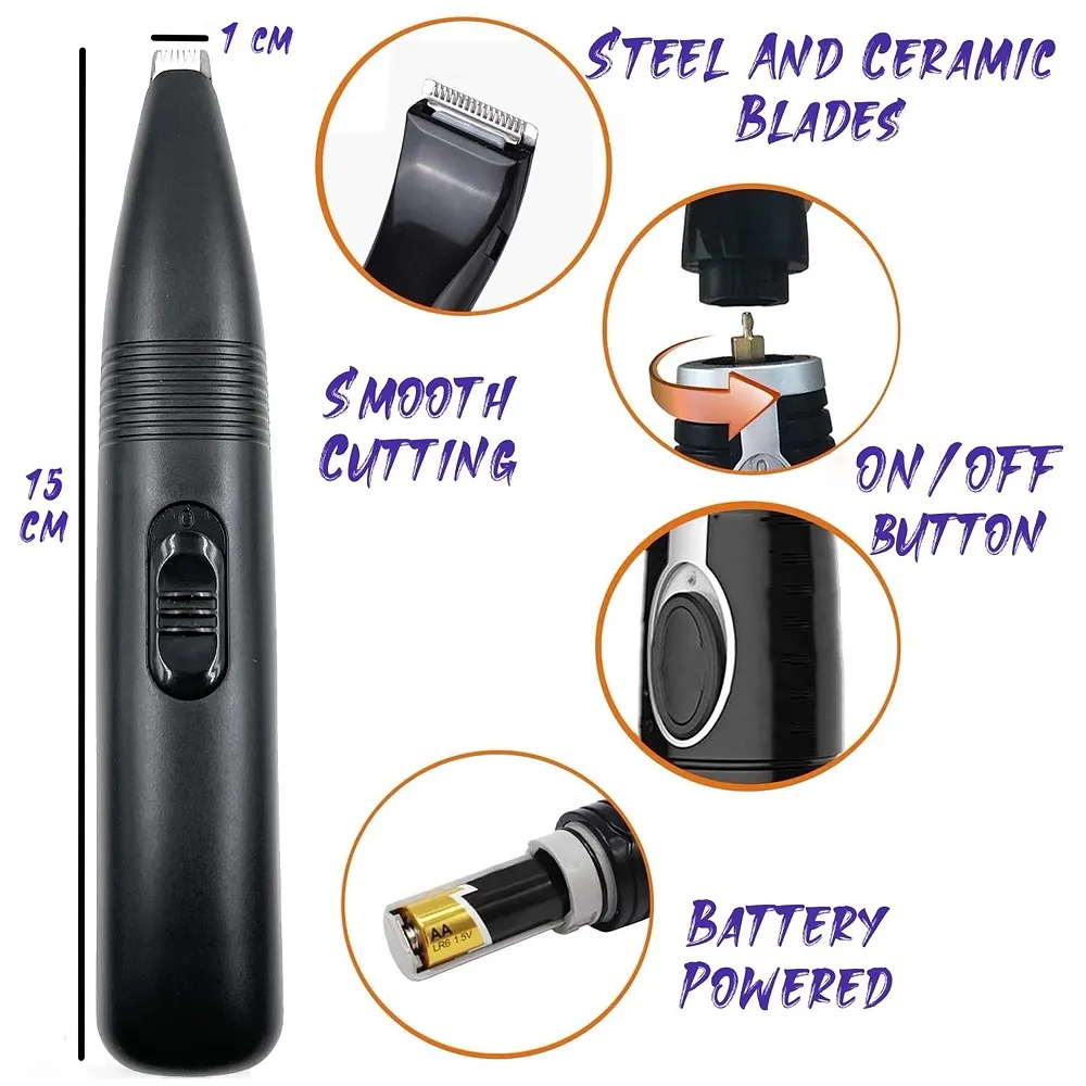 Pet Paw Shaver trimmer for fine hair inside the paws and a perfect specific percise cut Black
