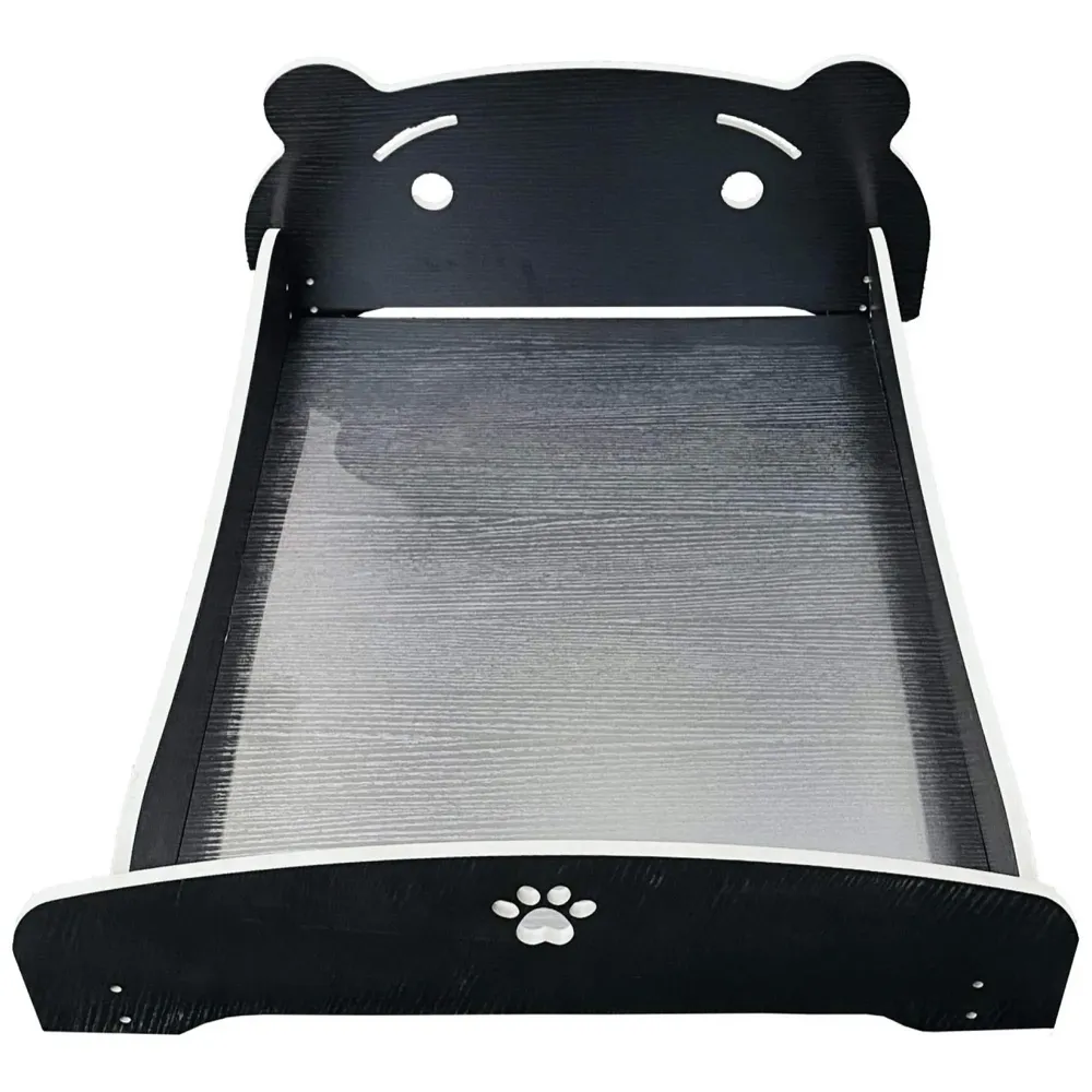 Pet Bed, Wooden Structure with Removable and Washable Mattress (Black)