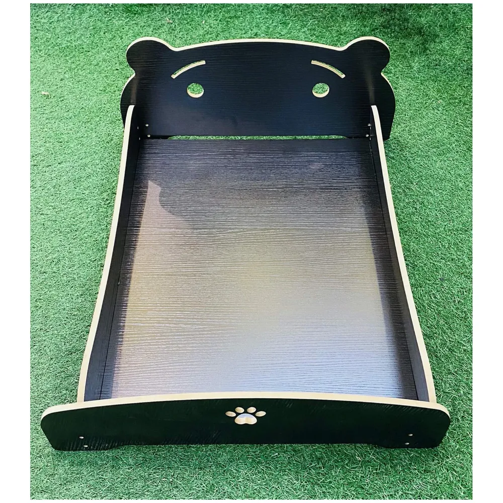 Pet Bed, Wooden Structure with Removable and Washable Mattress (Black)