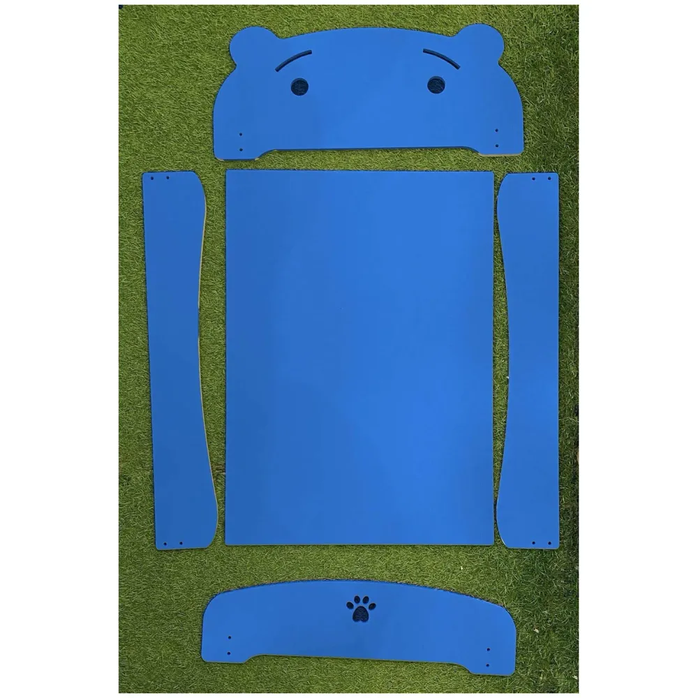 Pet Bed, Wooden Structure with Removable and Washable Mattress (Blue)