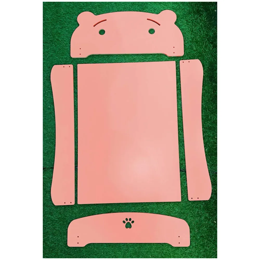 Pet Bed, Wooden Structure with Removable and Washable Mattress (Pink)