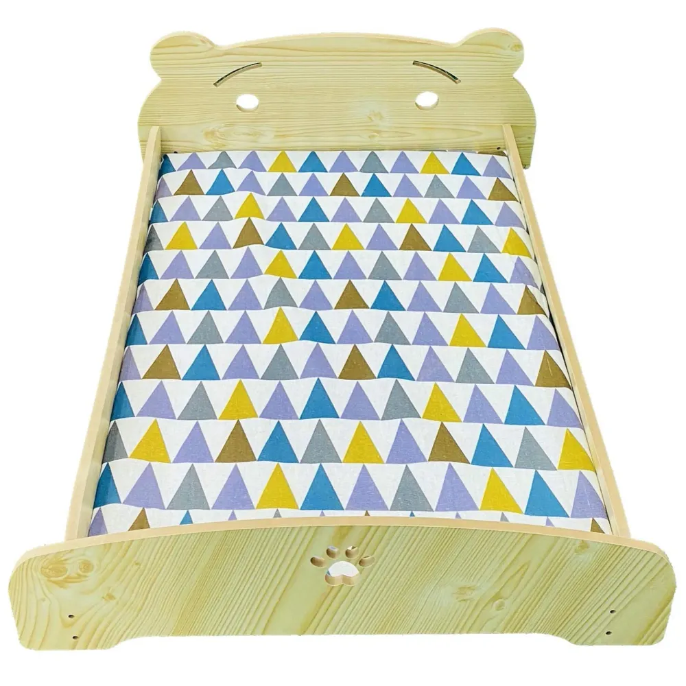 Pet Bed, Wooden Structure with Removable and Washable Mattress (Wood)