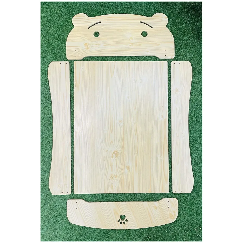 Pet Bed, Wooden Structure with Removable and Washable Mattress (Wood)