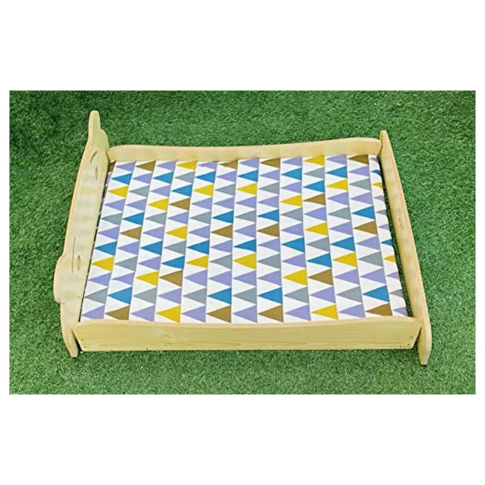 Pet Bed, Wooden Structure with Removable and Washable Mattress (Wood)