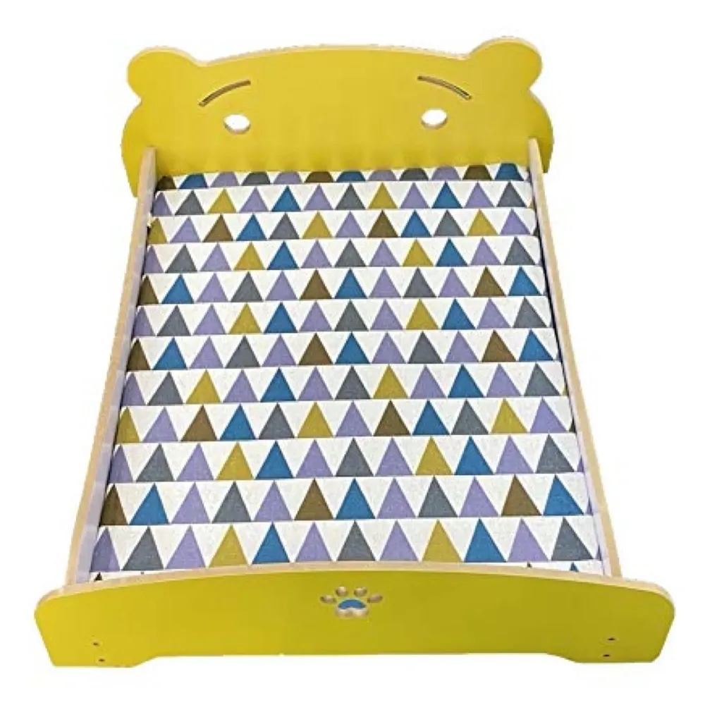 Pet Bed, Wooden Structure with Removable and Washable Mattress (Yellow)