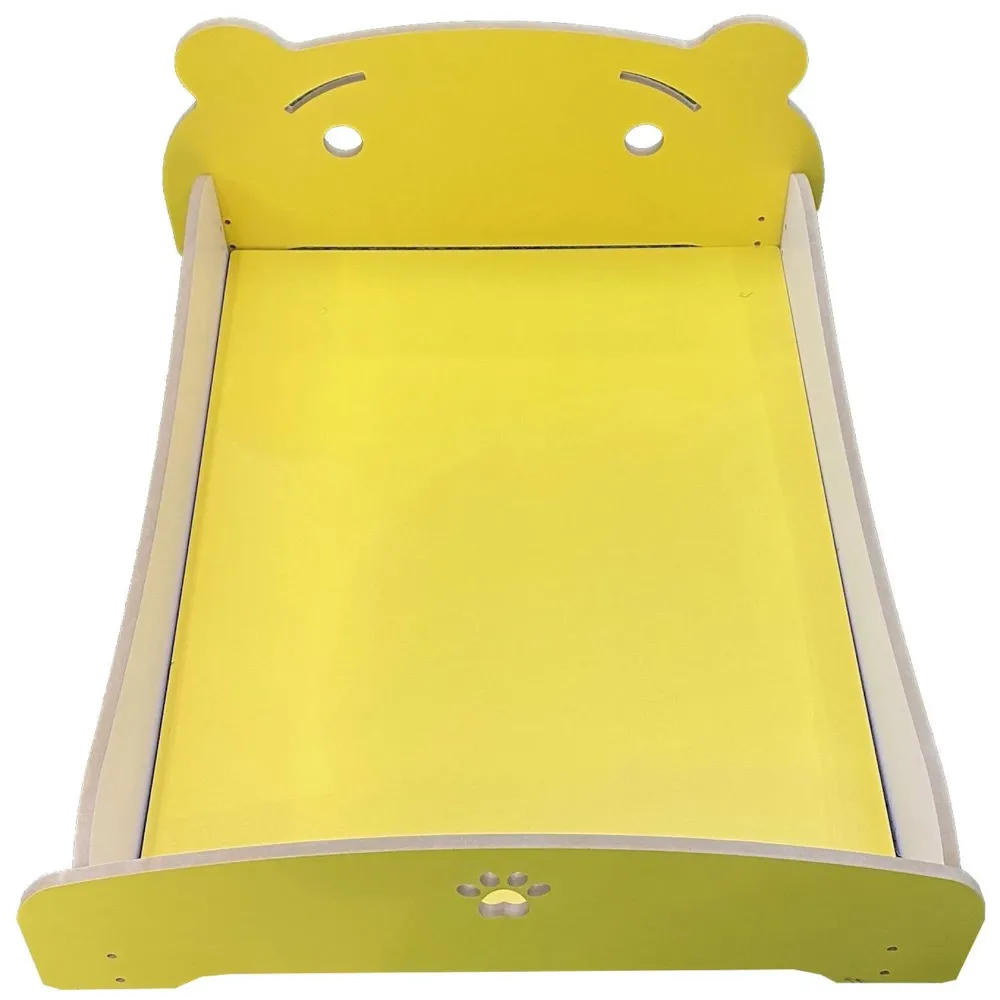 Pet Bed, Wooden Structure with Removable and Washable Mattress (Yellow)