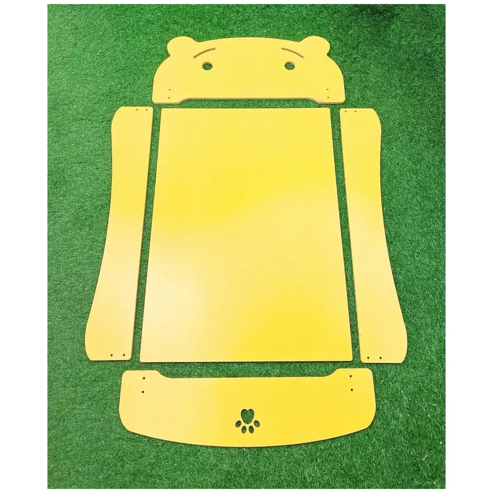 Pet Bed, Wooden Structure with Removable and Washable Mattress (Yellow)