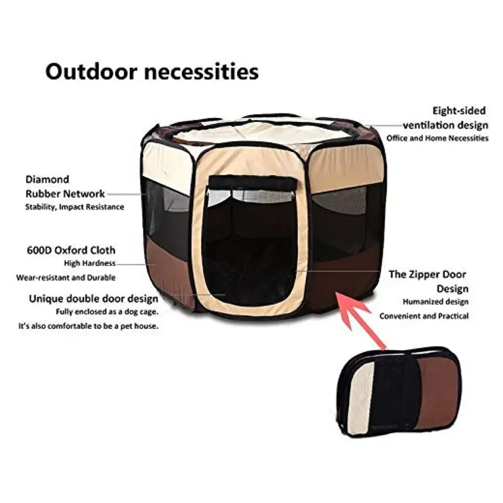 Pet Playpen Tent Kennel and Carrying Case Collapsible and Outdoor Use with Water Resistant Shade Cover for Dog and Cat Portable Puppy Playpen 91 x 55 cm (Random Colour)(36 x 22 Inch)
