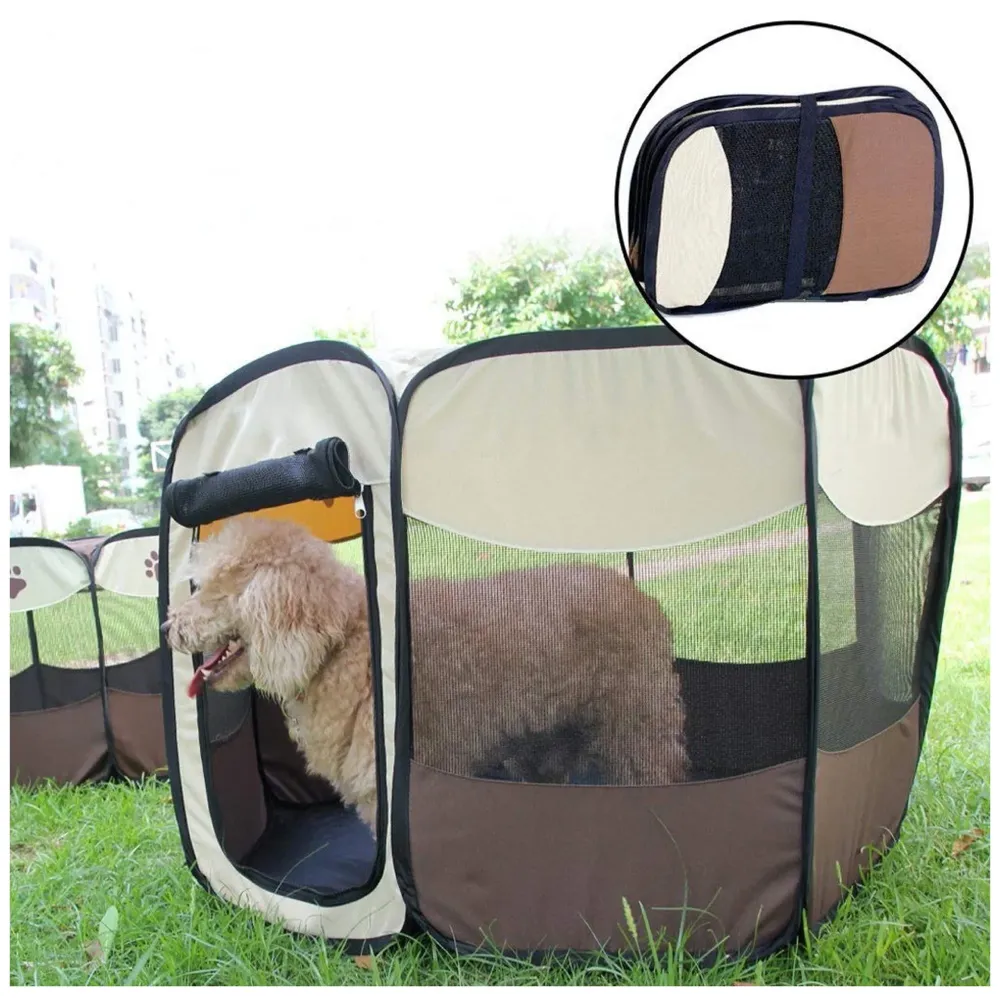 Pet Playpen Tent Kennel and Carrying Case Collapsible and Outdoor Use with Water Resistant Shade Cover for Dog and Cat Portable Puppy Playpen 91 x 55 cm (Random Colour)(36 x 22 Inch)