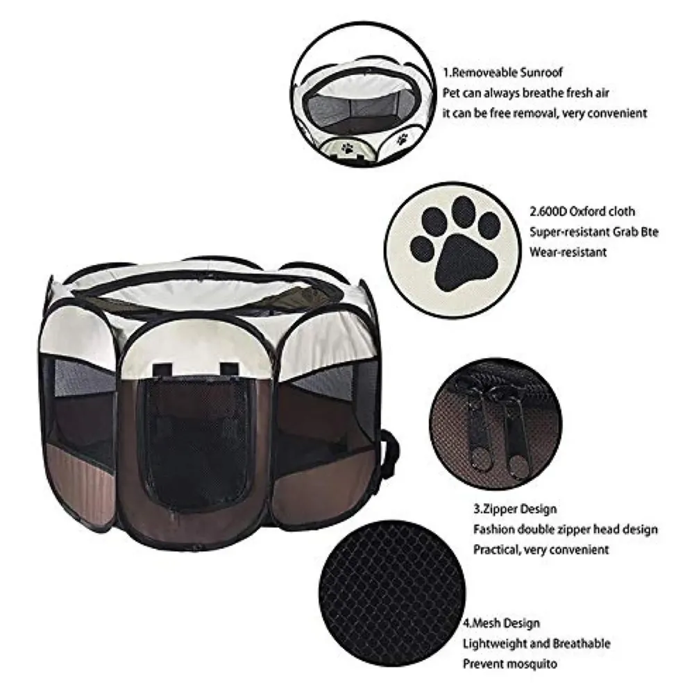 Pet Playpen Tent Kennel and Carrying Case Collapsible and Outdoor Use with Water Resistant Shade Cover for Dog and Cat Portable Puppy Playpen 91 x 55 cm (Random Colour)(36 x 22 Inch)