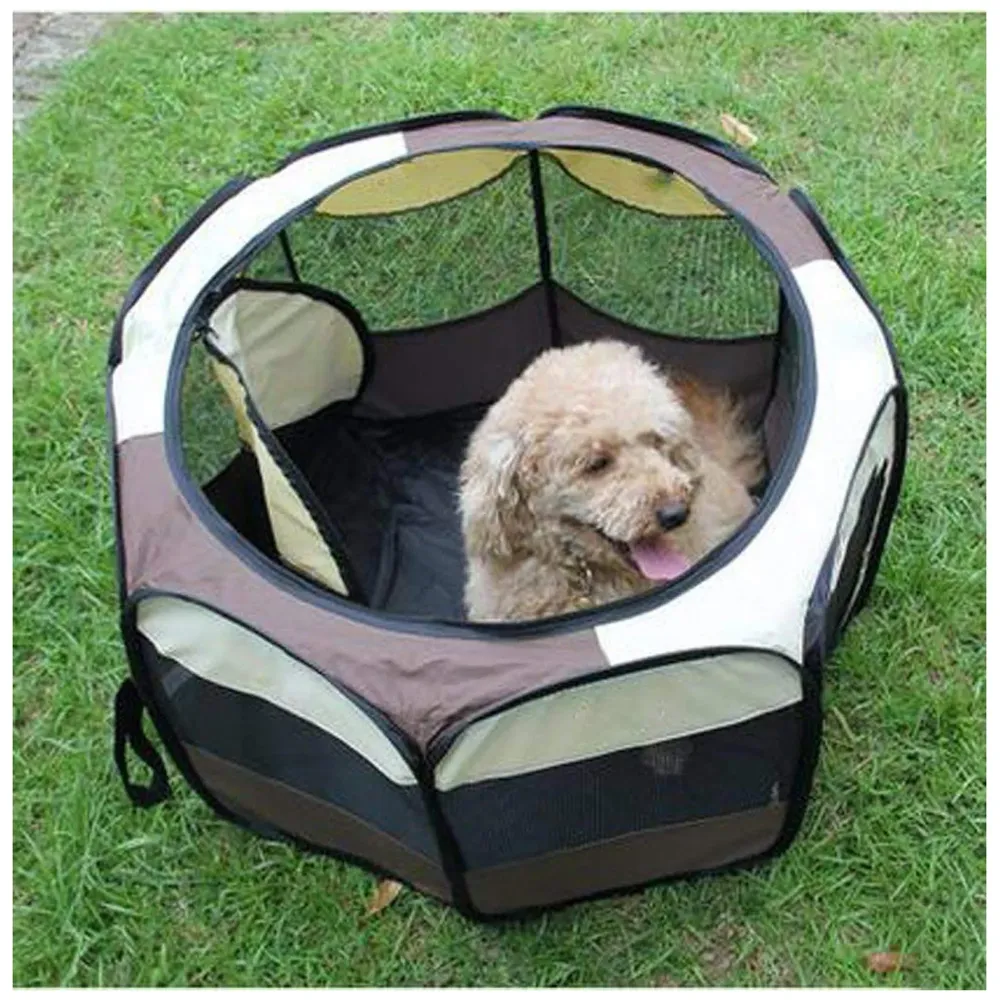 Pet Playpen Tent Kennel and Carrying Case Collapsible and Outdoor Use with Water Resistant Shade Cover for Dog and Cat Portable Puppy Playpen 91 x 55 cm (Random Colour)(36 x 22 Inch)