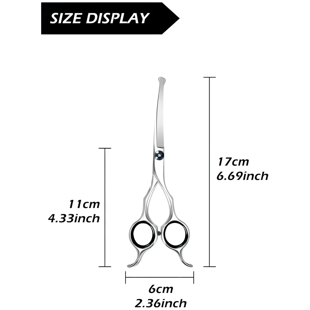 Upwards Curved Dog Grooming Scissors 6.69 inches Round Tips Pet Grooming Shears for Dog Cat on Face Paw Hair Trimming For Right And Left Handed Stainless Steel - 5