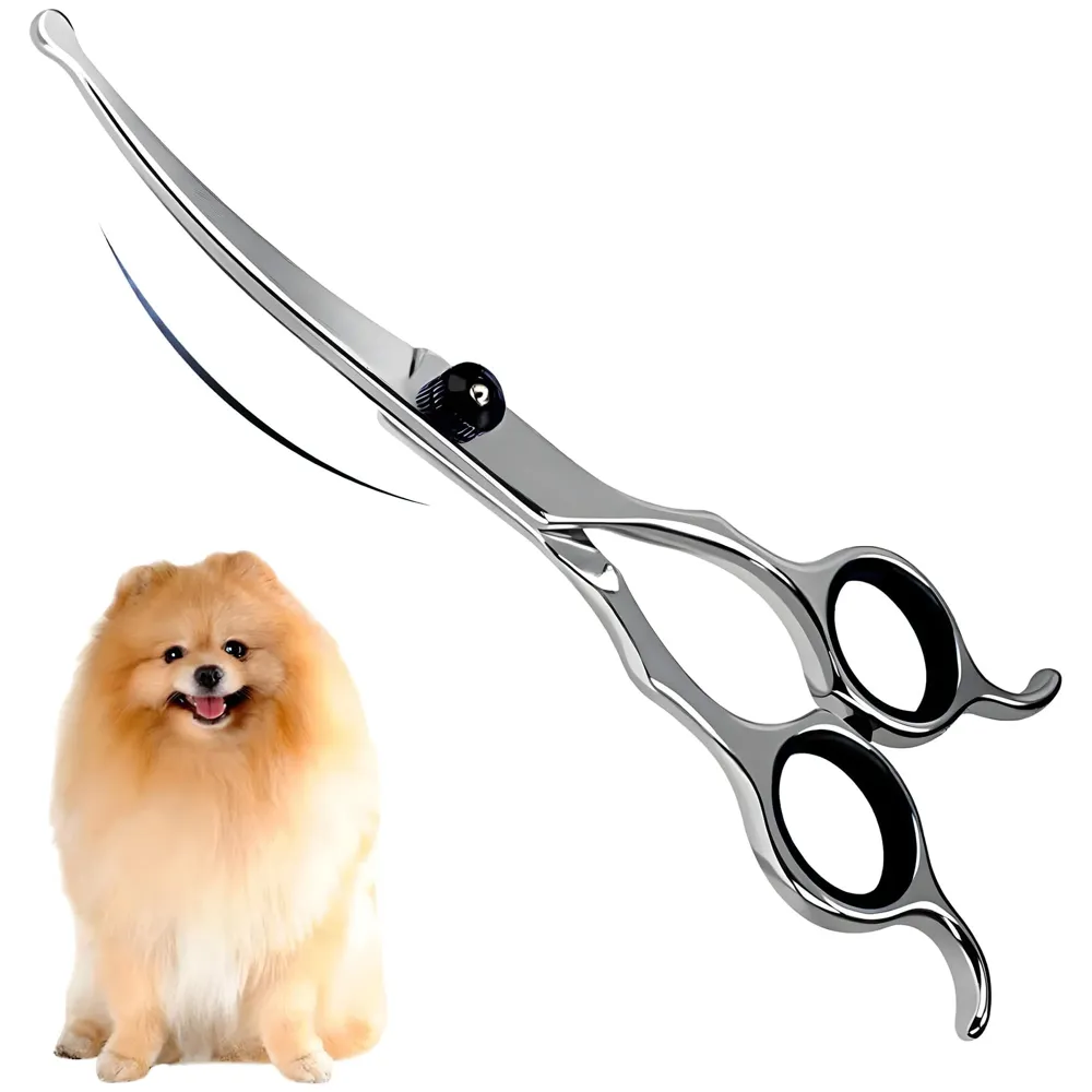 Upwards Curved Dog Grooming Scissors 6.69 inches Round Tips Pet Grooming Shears for Dog Cat on Face Paw Hair Trimming For Right And Left Handed Stainless Steel - 9