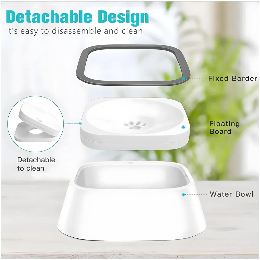 Anti Splash Pet Bowl Dog Water Bowl No Spill Pet Water Bowl No Drip Slow Water Feeder Dog Bowl No-Slip Pet Water Dispenser 1.5L Slow Drinking Bowl for Dogs and Cats No Mess On the Floor