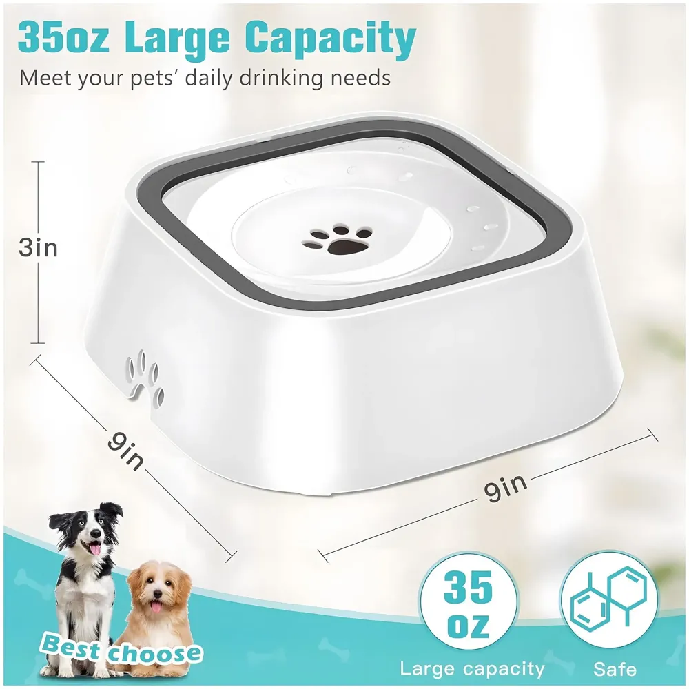 Anti Splash Pet Bowl Dog Water Bowl No Spill Pet Water Bowl No Drip Slow Water Feeder Dog Bowl No-Slip Pet Water Dispenser 1.5L Slow Drinking Bowl for Dogs and Cats No Mess On the Floor