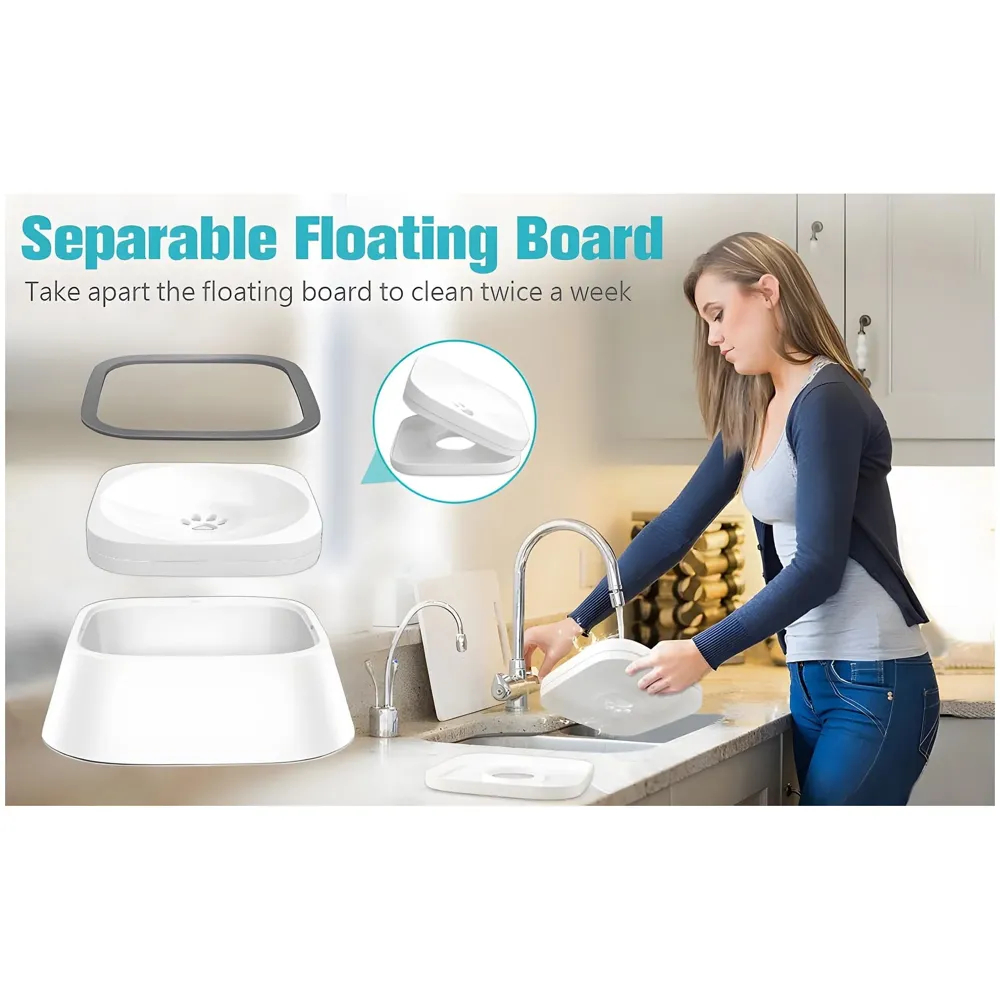 Anti Splash Pet Bowl Dog Water Bowl No Spill Pet Water Bowl No Drip Slow Water Feeder Dog Bowl No-Slip Pet Water Dispenser 1.5L Slow Drinking Bowl for Dogs and Cats No Mess On the Floor