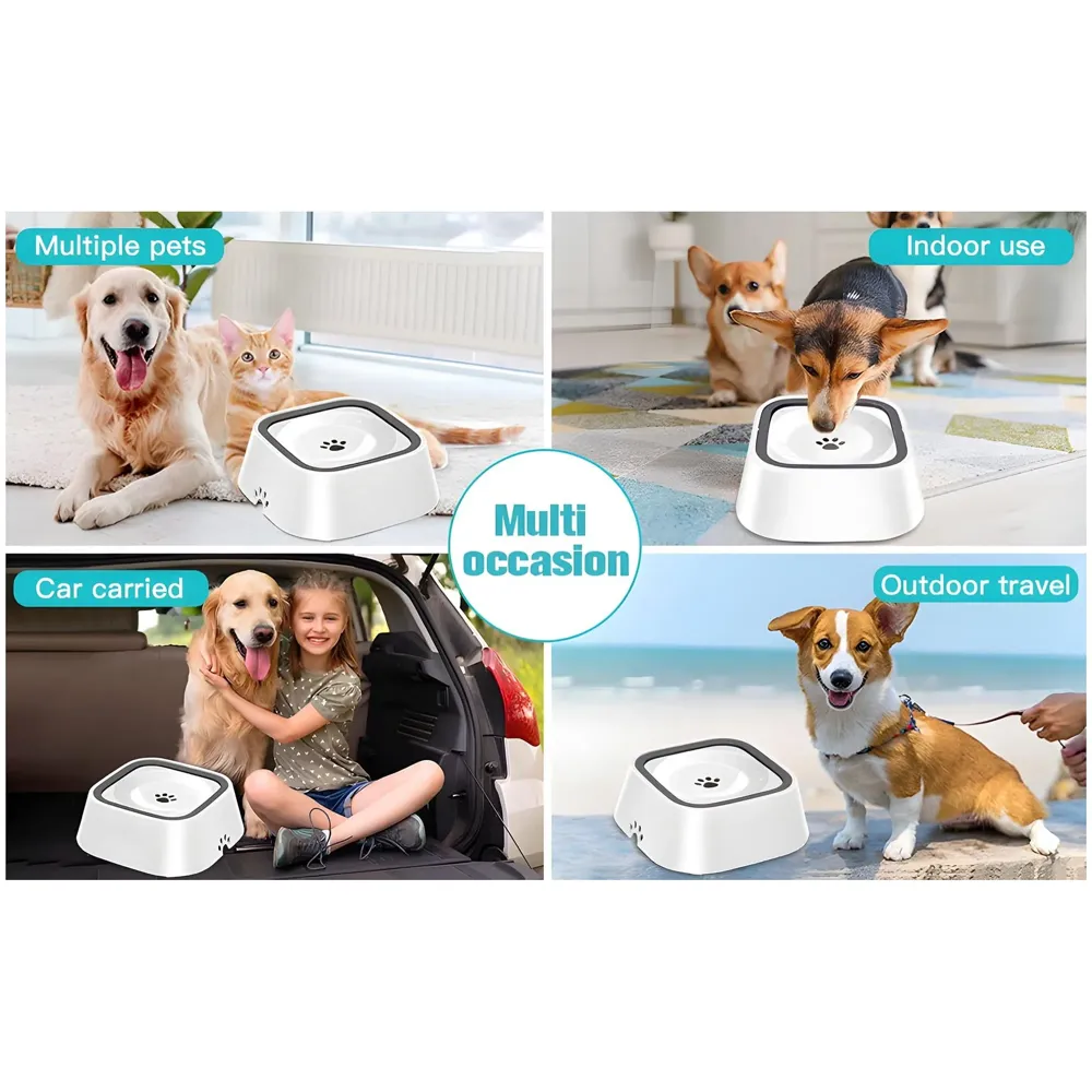 Anti Splash Pet Bowl Dog Water Bowl No Spill Pet Water Bowl No Drip Slow Water Feeder Dog Bowl No-Slip Pet Water Dispenser 1.5L Slow Drinking Bowl for Dogs and Cats No Mess On the Floor