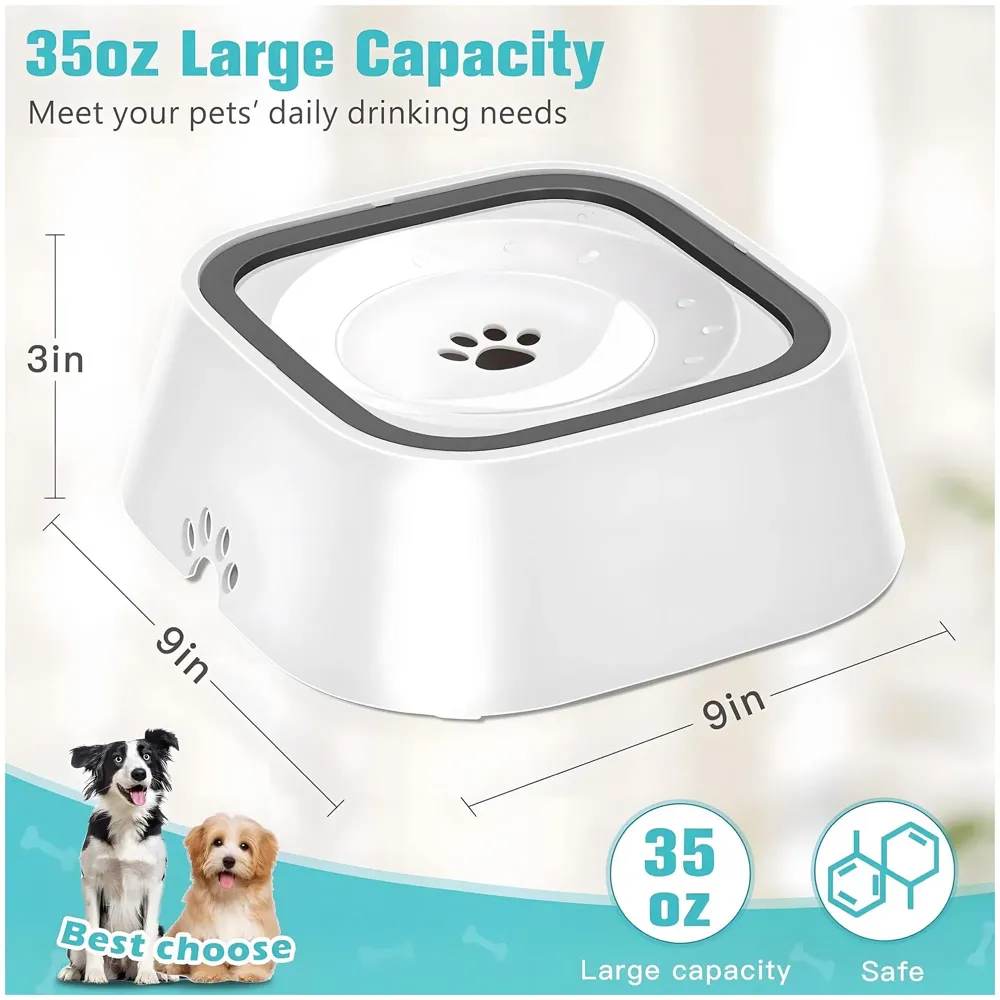 Anti Splash Pet Bowl Dog Water Bowl No Spill Pet Water Bowl No Drip Slow Water Feeder Dog Bowl No-Slip Pet Water Dispenser 1.5L Slow Drinking Bowl for Dogs and Cats No Mess On the Floor