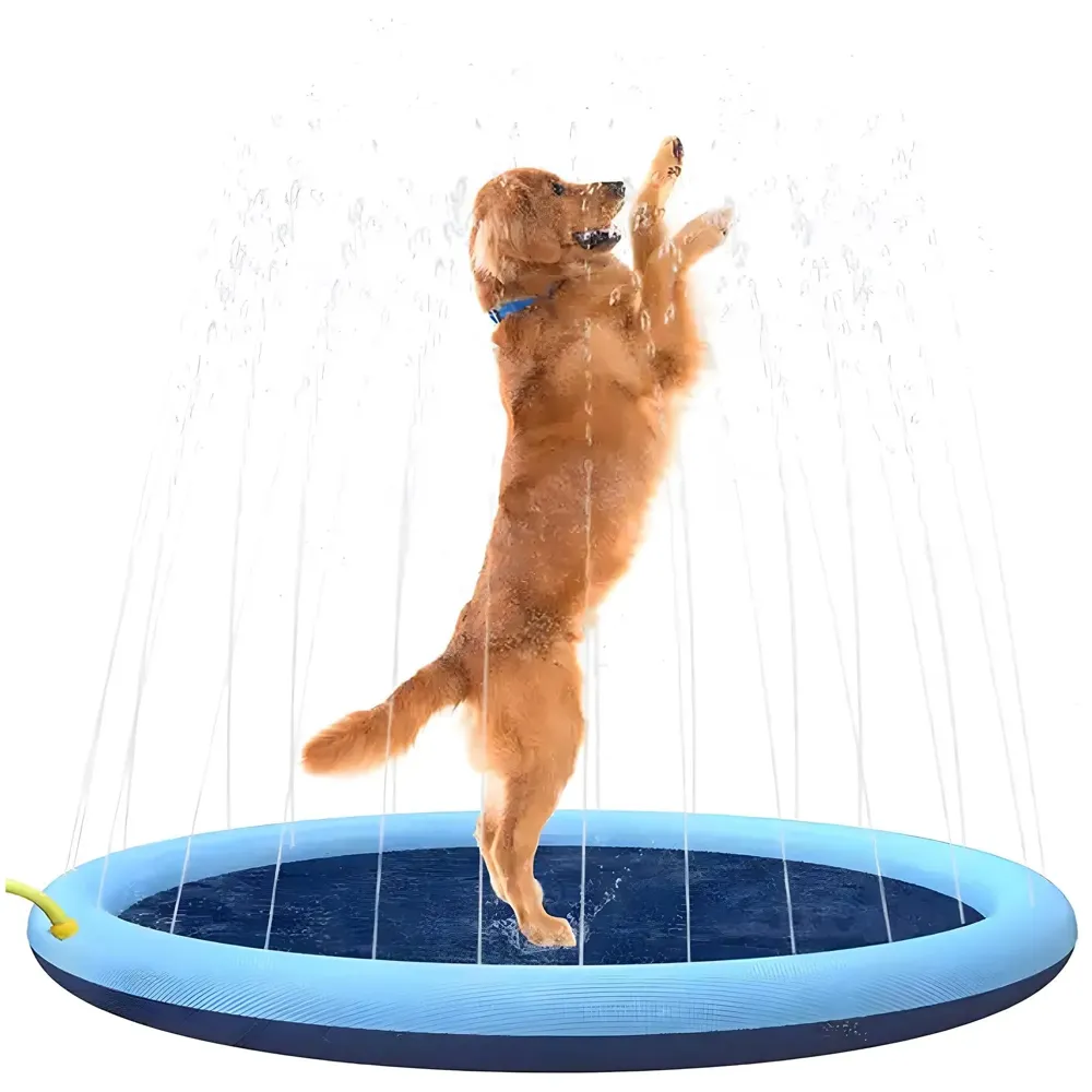Splash Sprinkler Pad for Dogs, Non-Slip Thicken Dog Pool with Sprinkler, Pet Summer Outdoor Play Water Mat Toys for Kids 36 inch 90Cm