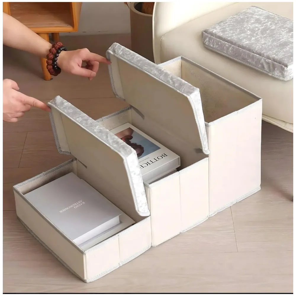 Pet Bed Stairs and Ramp, Sofa Bed Folding Dog Cat Pet Soft Fabric with Storage 3 Step Stairs for Small Dogs and Cats - 59 cm x 30 cm x 35 cm - 2