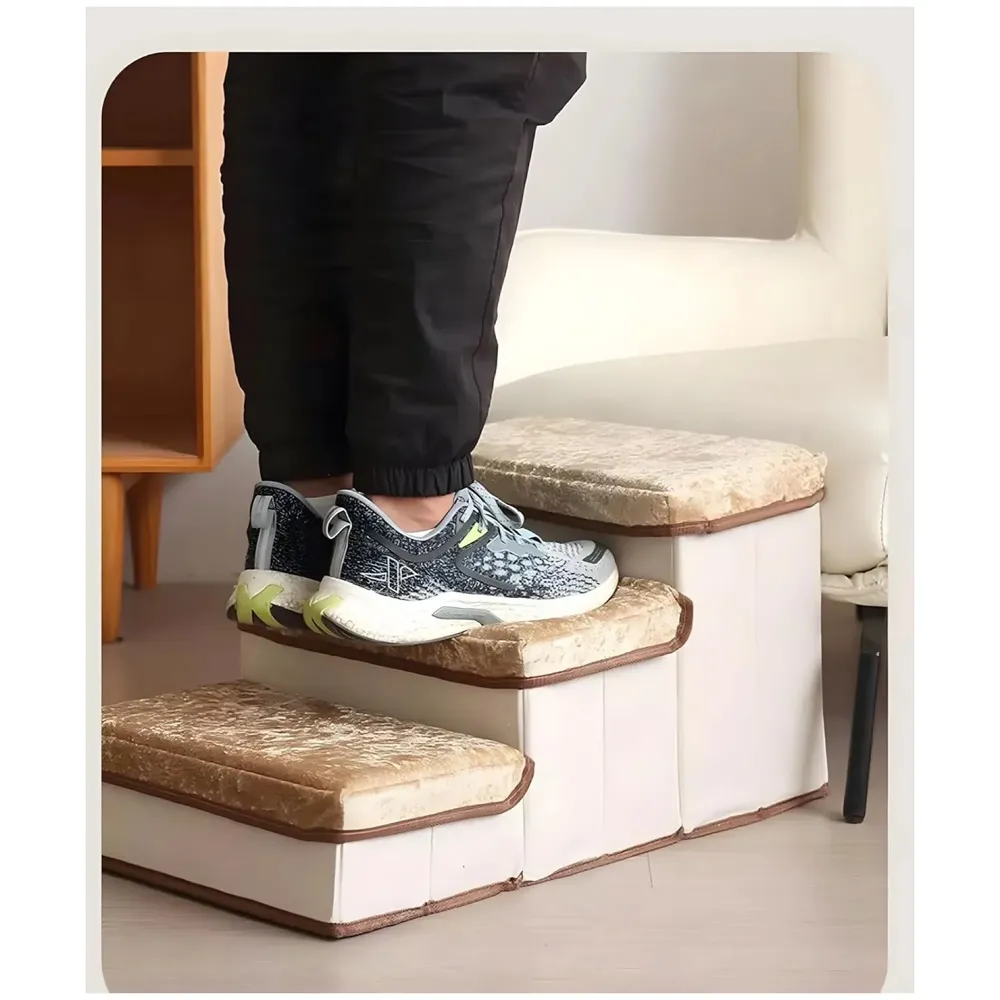 Pet Bed Stairs and Ramp, Sofa Bed Folding Dog Cat Pet Soft Fabric with Storage 3 Step Stairs for Small Dogs and Cats - 59 cm x 30 cm x 35 cm - 4