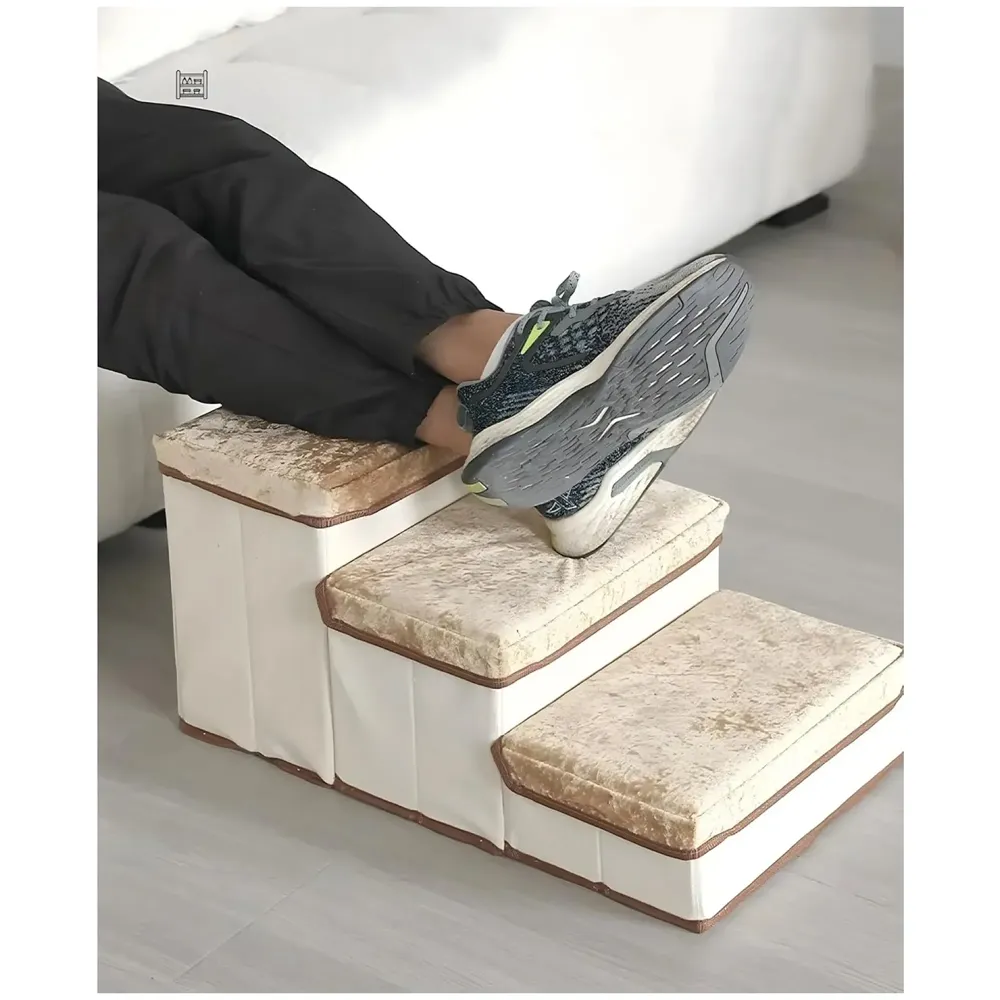 Pet Bed Stairs and Ramp, Sofa Bed Folding Dog Cat Pet Soft Fabric with Storage 3 Step Stairs for Small Dogs and Cats - 59 cm x 30 cm x 35 cm - 7
