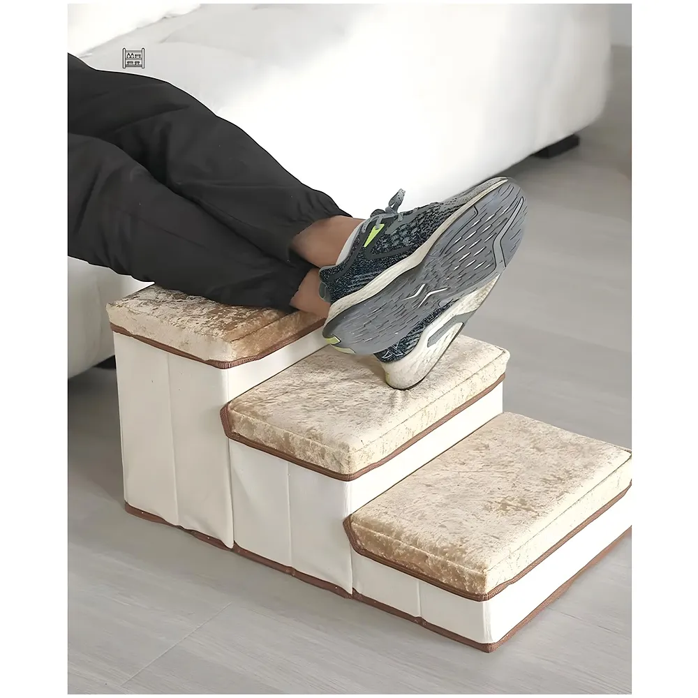 Pet Bed Stairs and Ramp, Sofa Bed Folding Dog Cat Pet Soft Fabric with Storage 3 Step Stairs for Small Dogs and Cats - 59 cm x 30 cm x 35 cm Premium