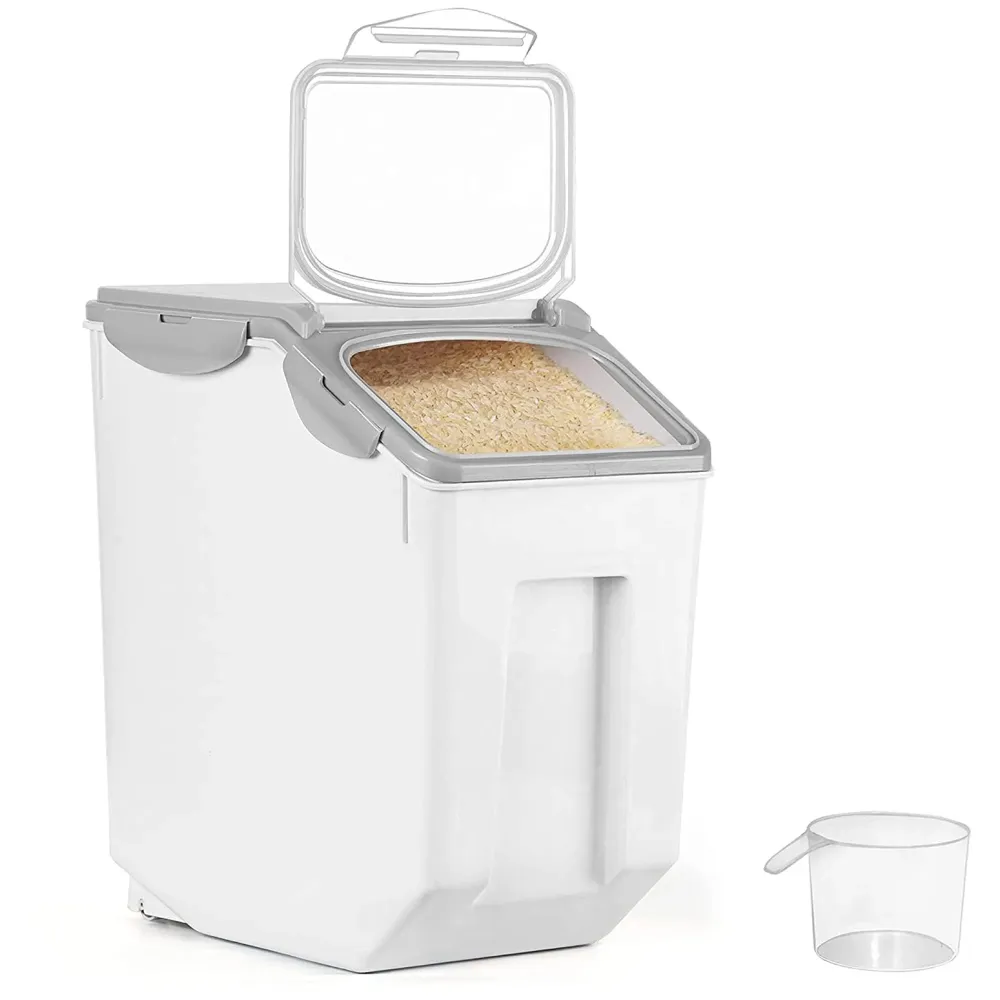 Pet Food Container Storage Airtight Box 10 kgs Capacity Dog Food Container with Translucent Lid Grooved Handle and Clamshell Design for Easy Use Food Bin 25 cm H x 32.51 cm L x 22 cm