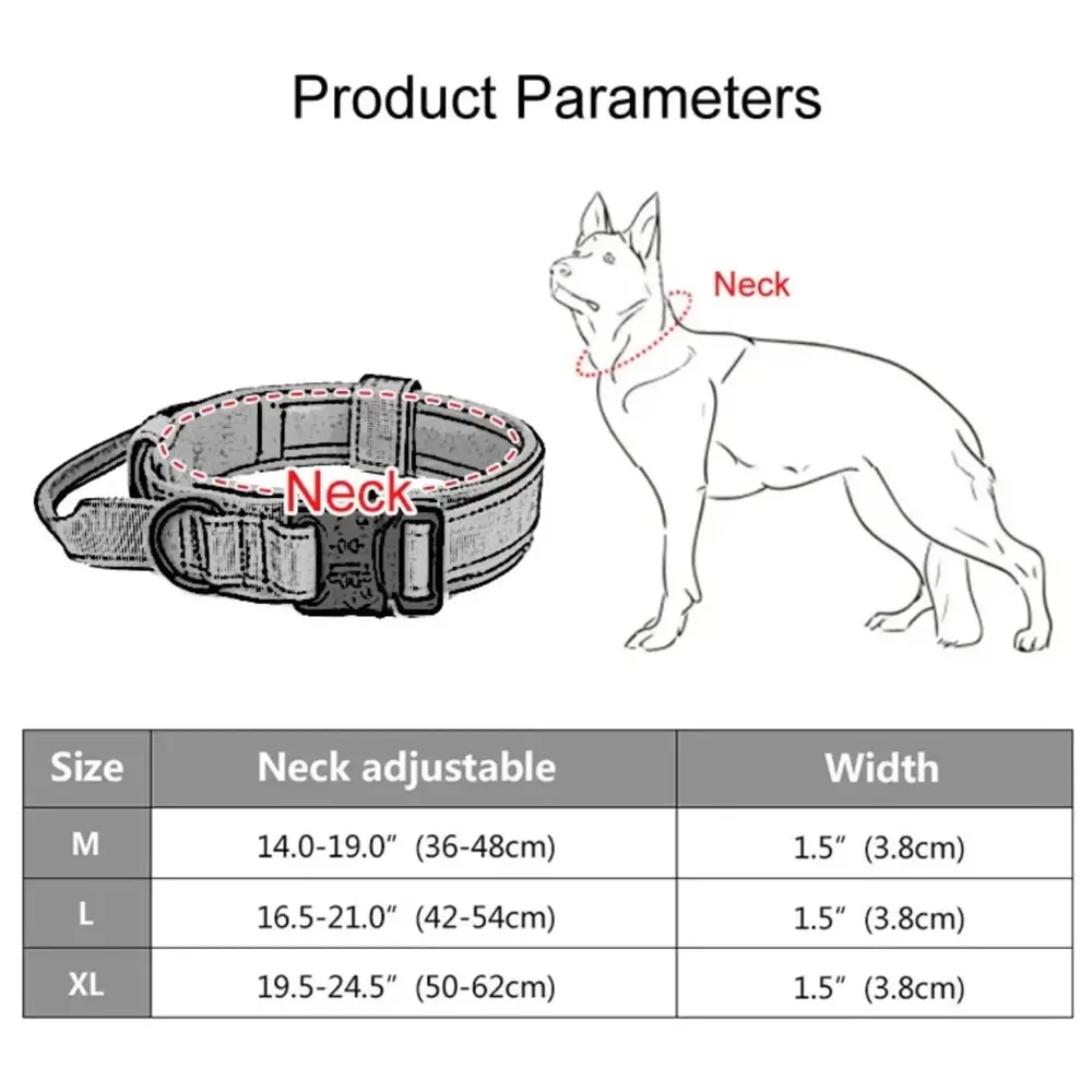 Tactical Dog Collar Dog Collar Adjustable Nylon Collar with Strap Handle Dog Training Collar Quick Release Metal Buckle (XL - 20-23.6 Inch) (Large - 16-21 Inch) - 3