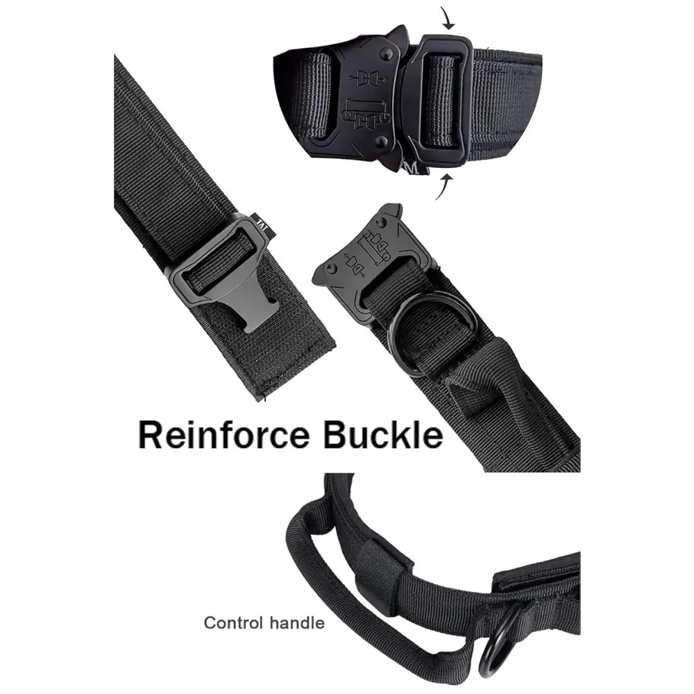 Tactical Dog Collar Dog Collar Adjustable Nylon Collar with Strap Handle Dog Training Collar Quick Release Metal Buckle (XL - 20-23.6 Inch) (Large - 16-21 Inch) - 4
