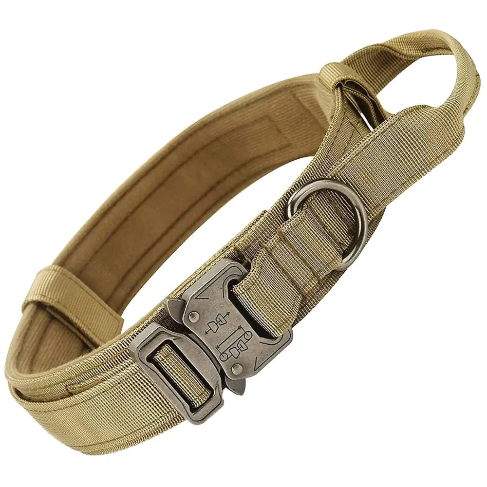 Dog Collar Adjustable Nylon Tactical Dog Collar Military Collar with Strap Handle Dog Training Collar Quick Release Metal Buckle (XL - 20-23.6 Inch)