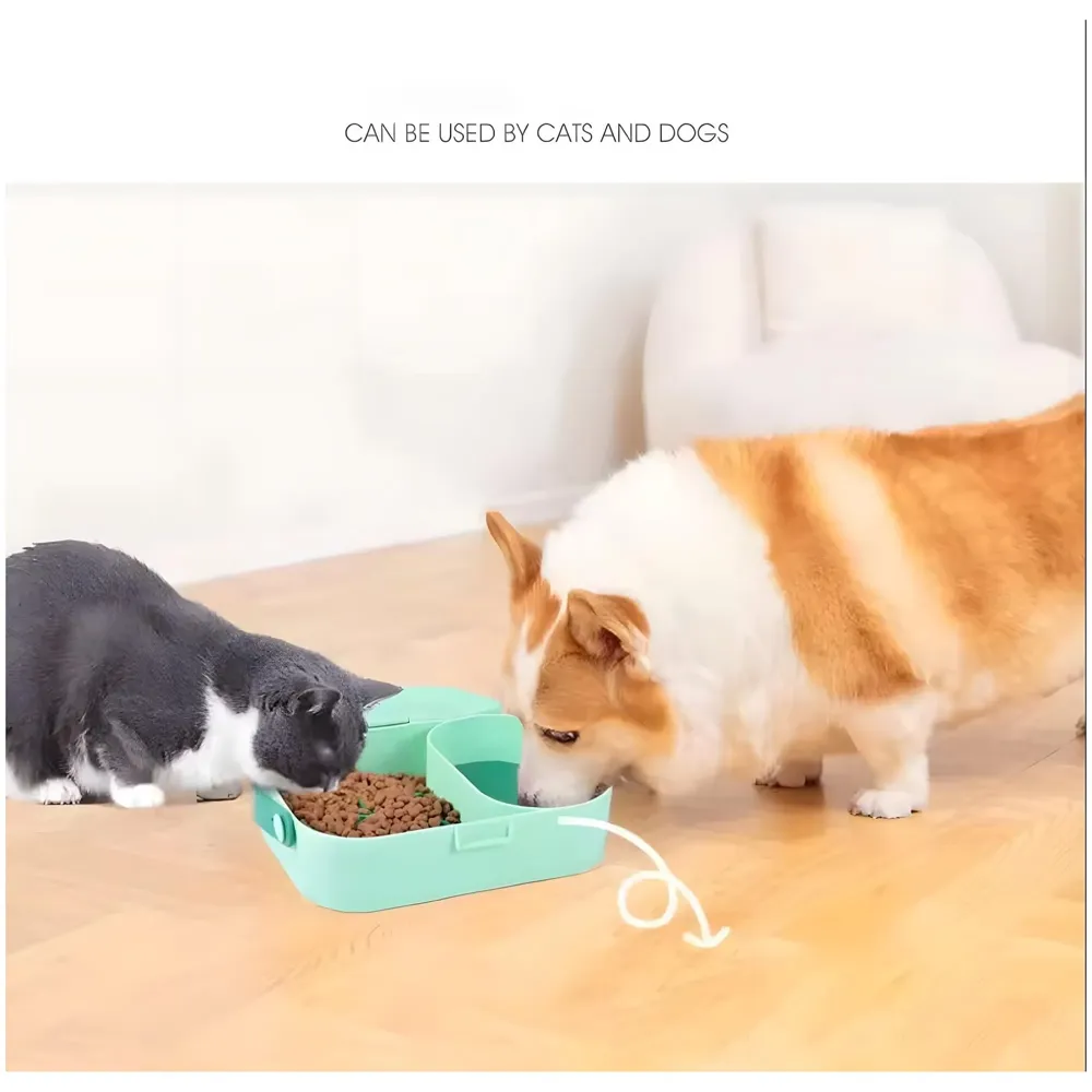 Pet Bowl Tiffin Box Lunch Box for Traveling Walks Picnic Portable with Food and Water Bowl Storage 9.4 inch x 8.2 inch for Dogs and Cats