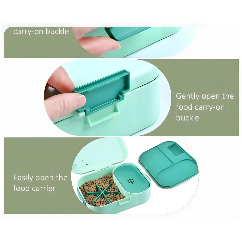 Pet Bowl Tiffin Box Lunch Box for Traveling Walks Picnic Portable with Food and Water Bowl Storage 9.4 inch x 8.2 inch for Dogs and Cats