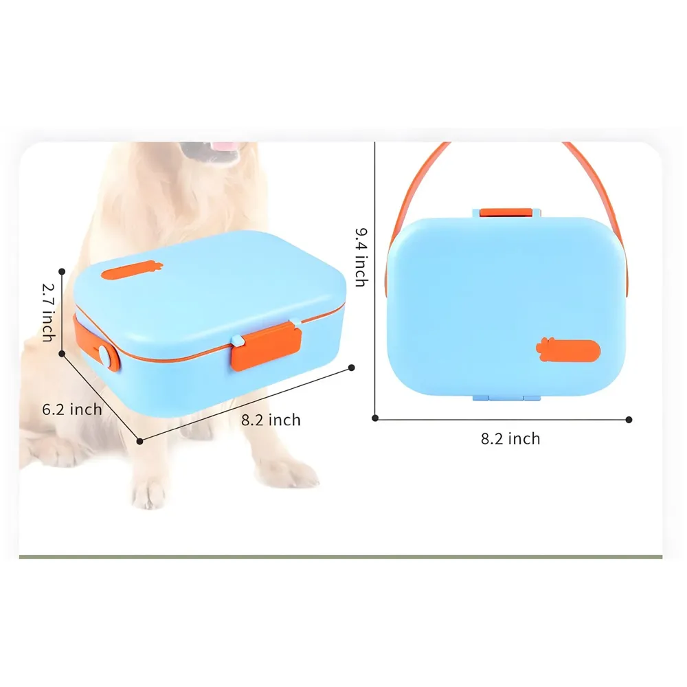Pet Bowl Tiffin Box Lunch Box for Traveling Walks Picnic Portable with Food and Water Bowl Storage 9.4 inch x 8.2 inch for Dogs and Cats