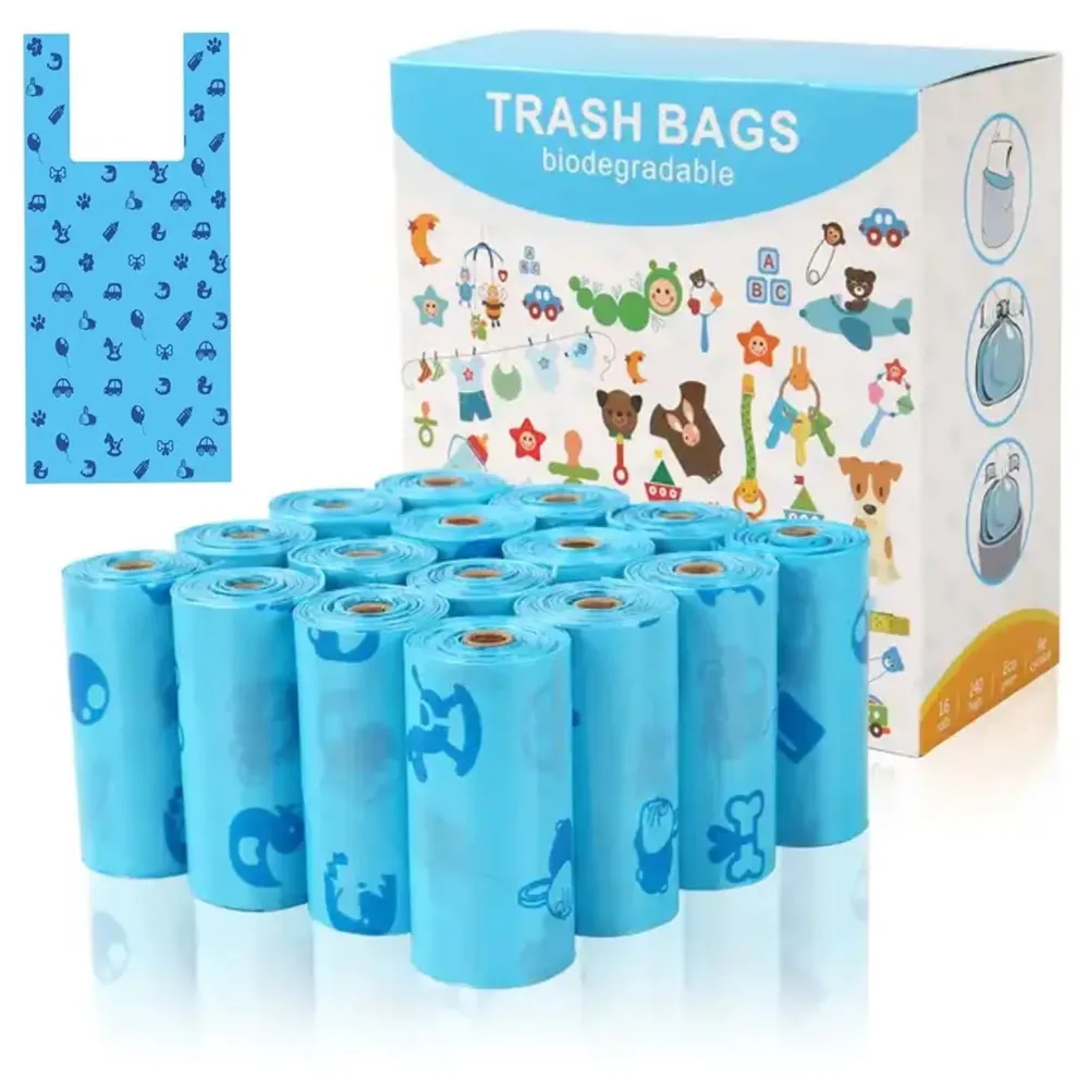100 Pcs Large Pet Plastic Portable Printed Dog Poo Bag Cat Trash Garbage Pet Collection Wear Resistant and Leak Proof Waste Bag Dog Waste Pick Up