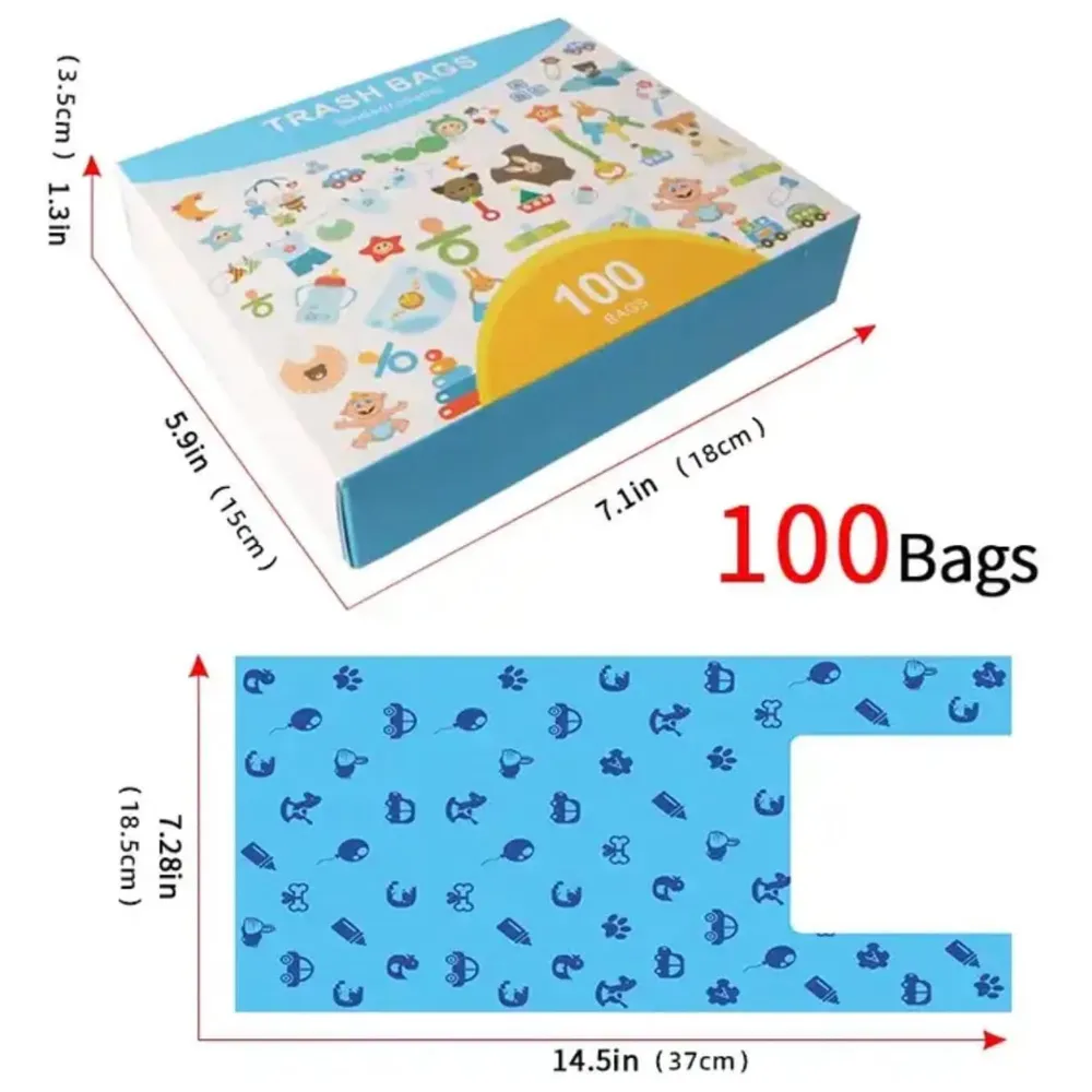 100 Pcs Large Pet Plastic Portable Printed Dog Poo Bag Cat Trash Garbage Pet Collection Wear Resistant and Leak Proof Waste Bag Dog Waste Pick Up - 3