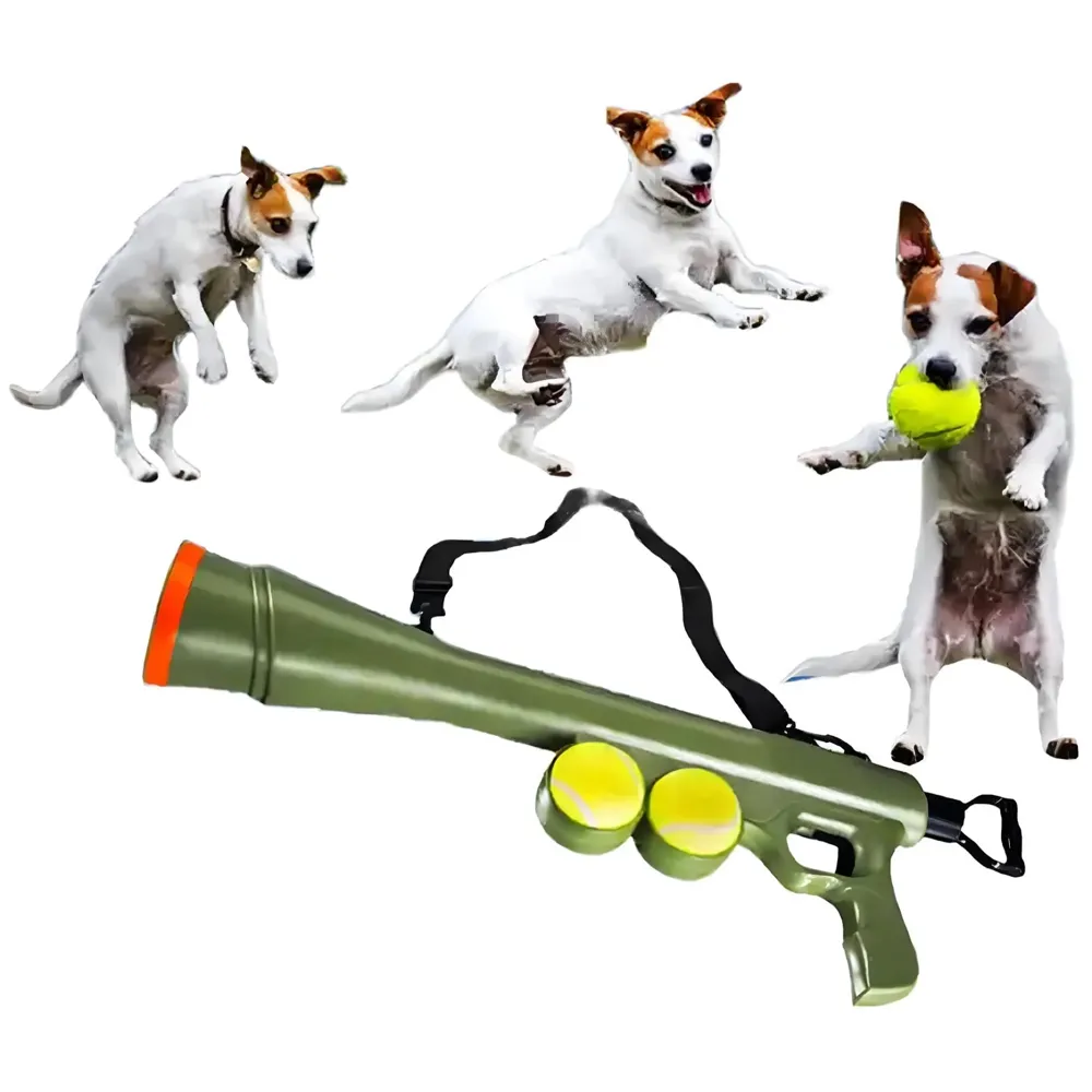 Pet Dog Ball Launcher, Ball Thrower-Interactive Toys, 1 Launcher and 2 Balls, 24 Inches.