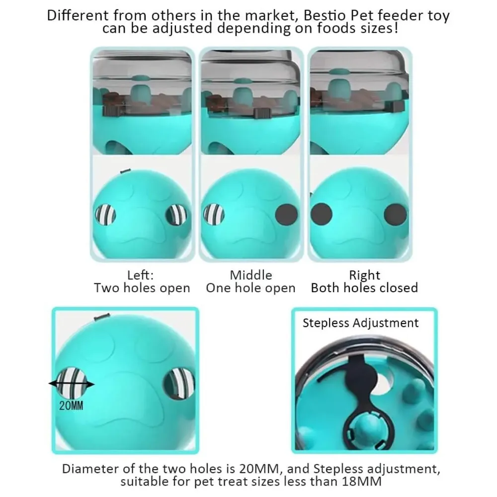 Dog Food Treat Dispenser Ball Toy, Interactive Puzzle Treat Ball, Slow Feeder Pet Food Treat Ball, Tumbler Design IQ Ball for Puppy, Cats, Dogs, and Pets Cyan