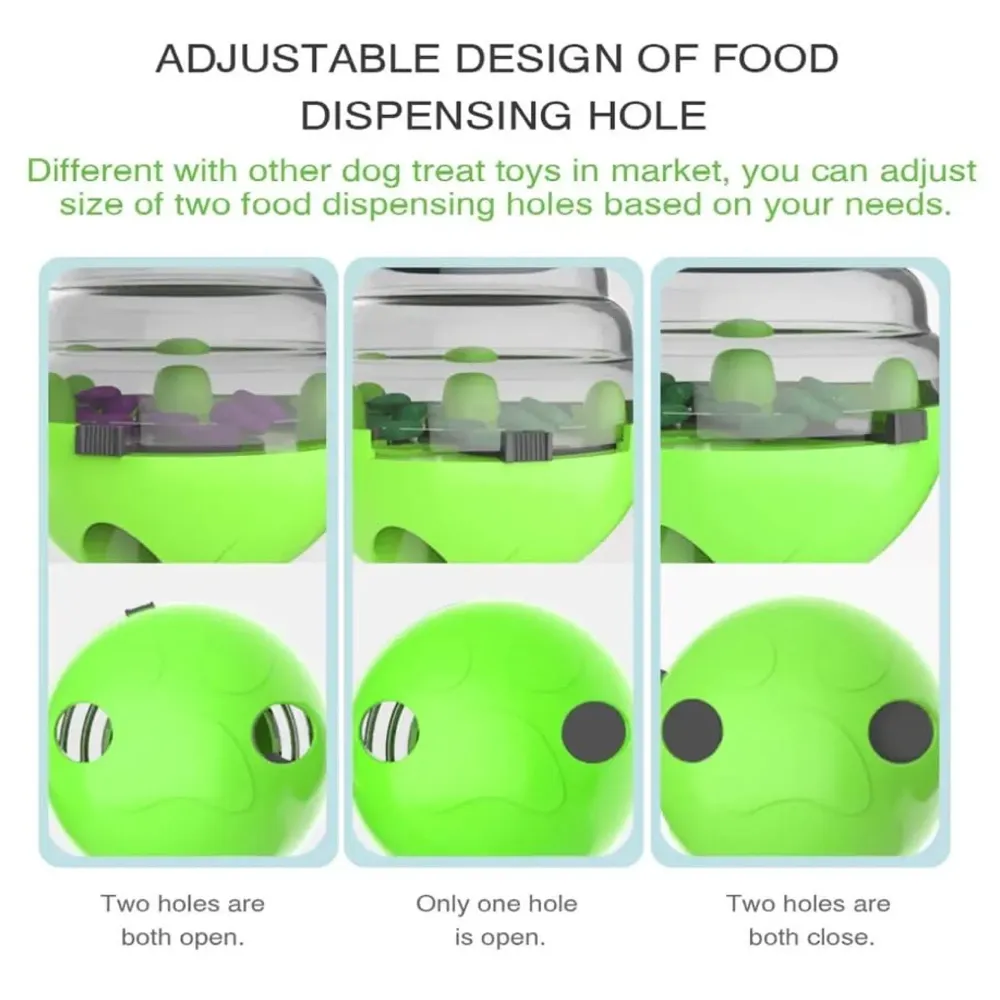 Dog Food Treat Dispenser Ball Toy, Interactive Puzzle Treat Ball, Slow Feeder Pet Food Treat Ball, Tumbler Design IQ Ball for Puppy, Cats, Dogs, and Pets Green