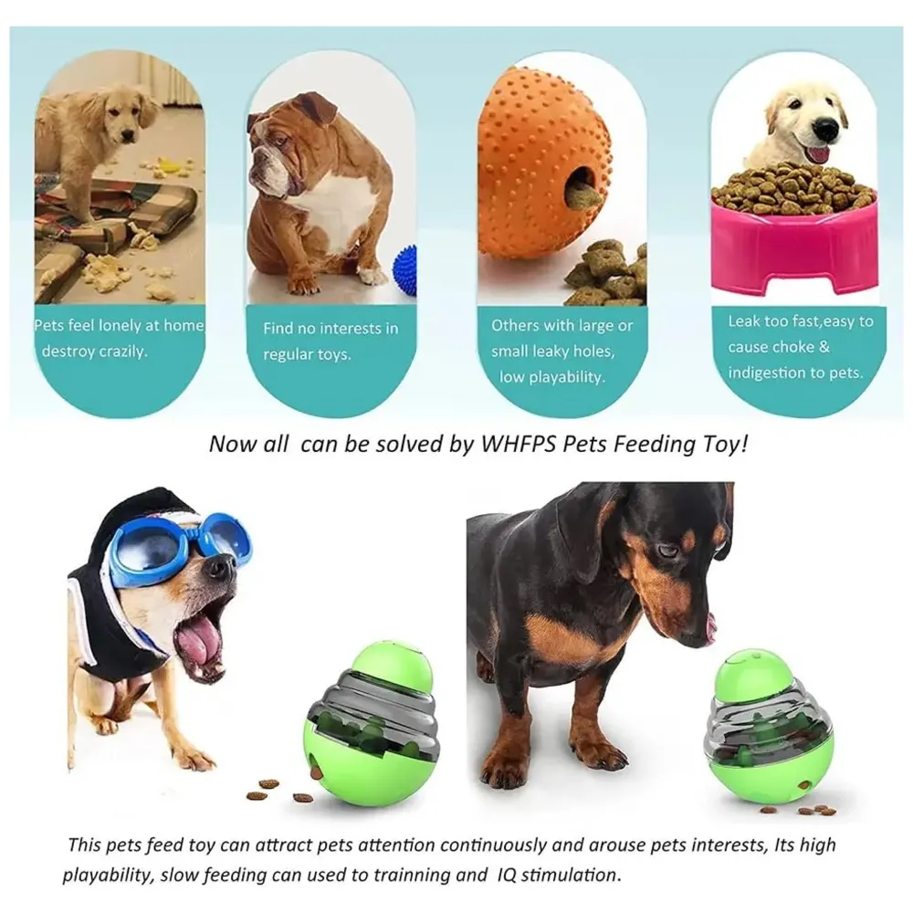 Dog Food Treat Dispenser Ball Toy, Interactive Puzzle Treat Ball, Slow Feeder Pet Food Treat Ball, Tumbler Design IQ Ball for Puppy, Cats, Dogs, and Pets Green