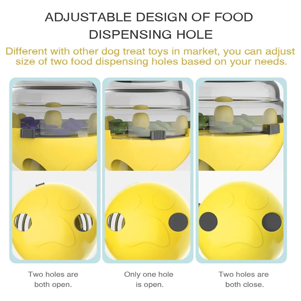Dog Food Treat Dispenser Ball Toy, Interactive Puzzle Treat Ball, Slow Feeder Pet Food Tumbler Design IQ for Puppy, Cats, Dogs, and Pets Yellow Premium