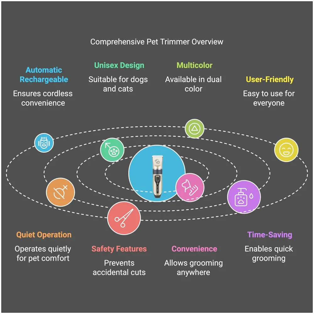 Professional Automatic Rechargeable Unisex Pet Hair Trimmer For Dogs And Cats (Trimmer), Battery Powered, Multicolor